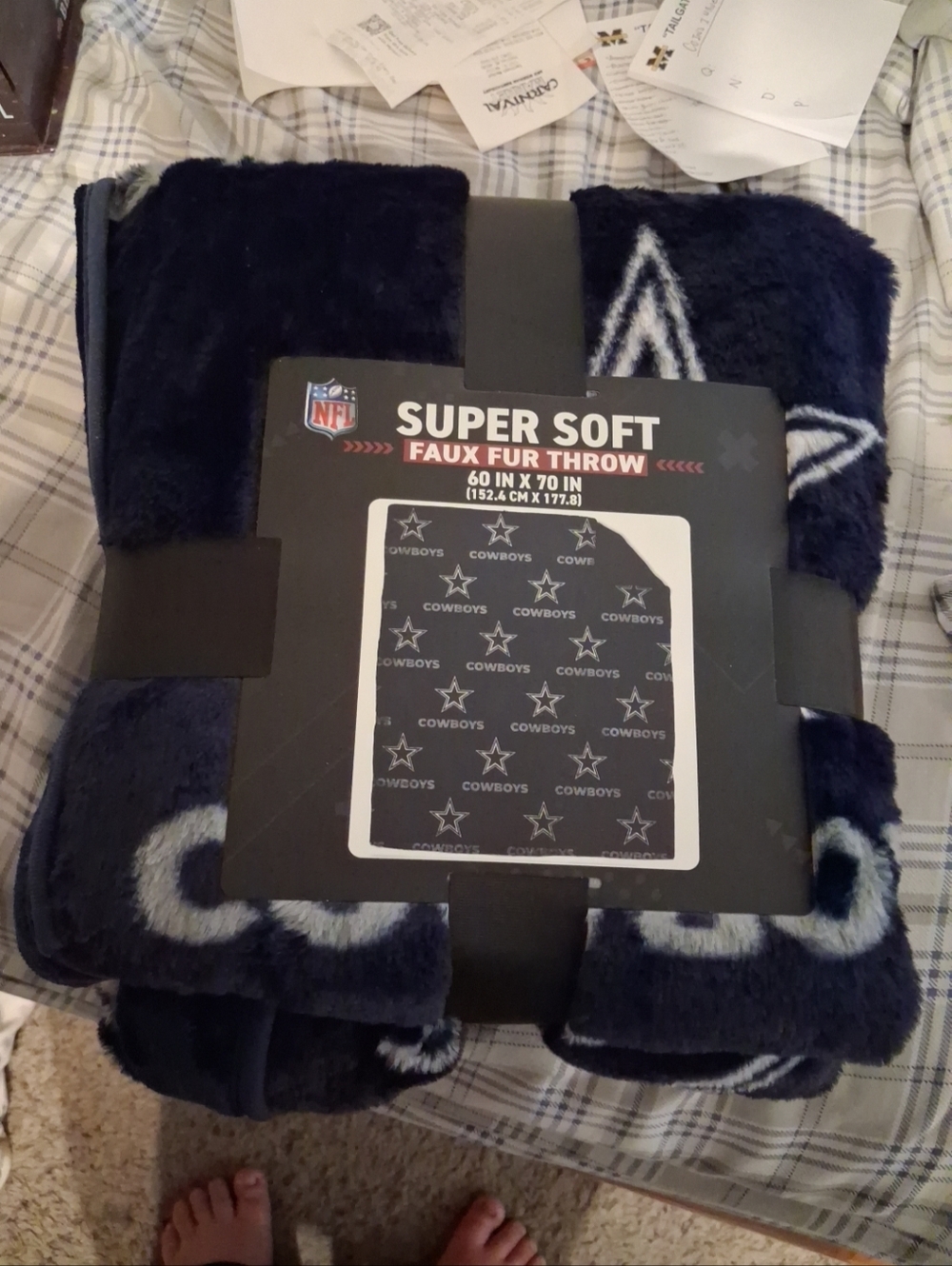 NWT Dallas Cowboys Faux Fur Throw Blanket (60"×70")